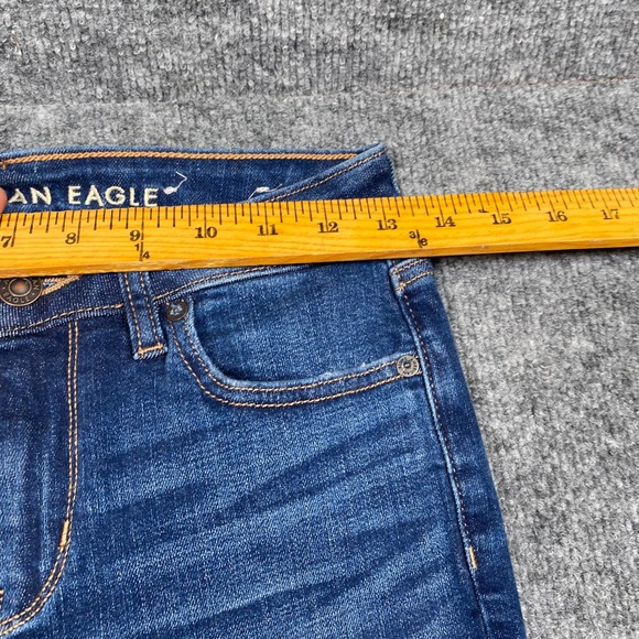 American Eagle Kick Boot Jeans Womens 2 Long Dark Wash Stretch Denim Flare Blue - Picture 2 of 9